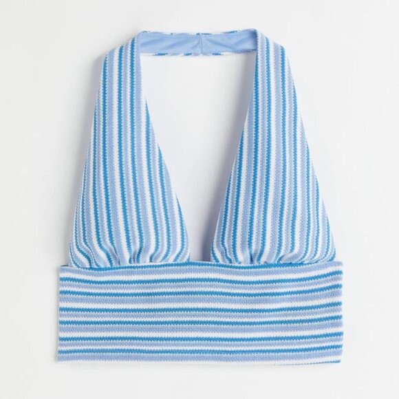 H&M Blue and White Striped Halter Tank Top - Picture 1 of 5